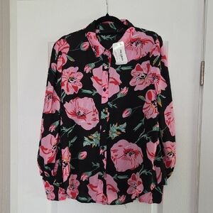 Tee For The Soul Floral Button-Up Shirt Size 1XL